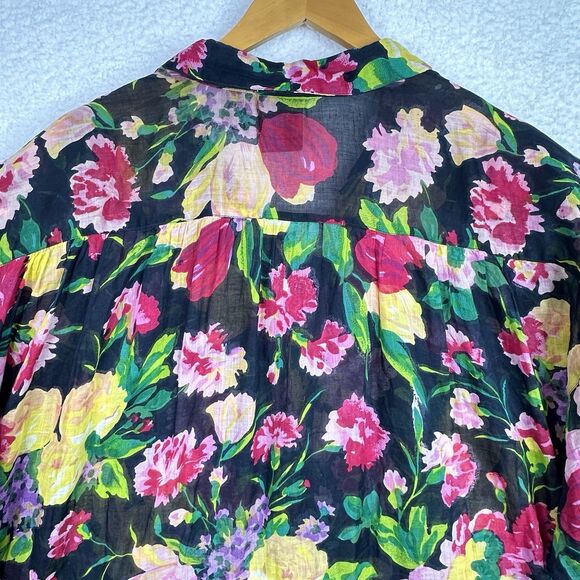 VTG 80's Jacque & Koko‎ Shirt Button Up 26/28 Floral Hawaiian Artsy Boho Sheer - Picture 11 of 14